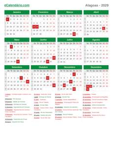 Calendário 2029