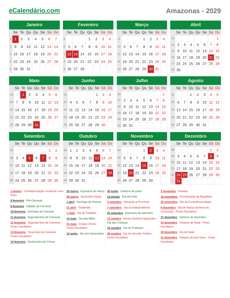 Calendário 2029