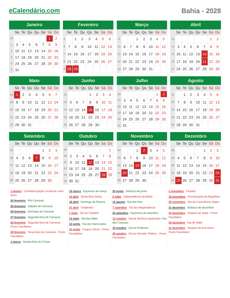 Calendário 2028