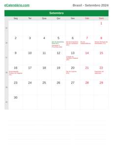 Calendário 2024 Setembro