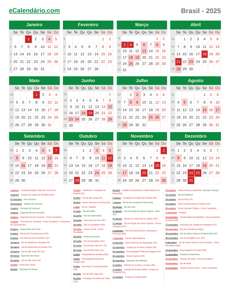 Calendário 2025