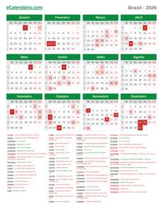 Calendário 2026