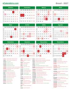 Calendário 2027