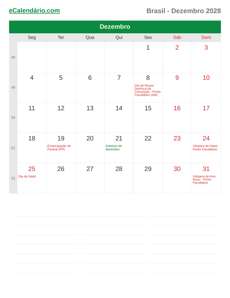 Calendário 2028 Dezembro