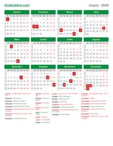 Calendário 2029