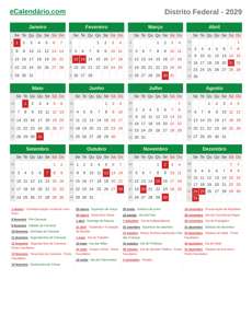 Calendário 2029