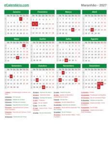 Calendário 2027