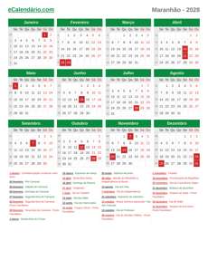 Calendário 2028