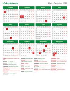 Calendário 2029
