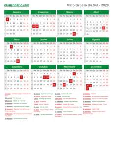 Calendário 2029