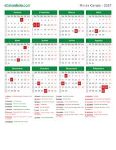 Calendário 2027