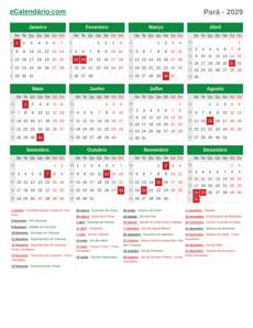 Calendário 2029