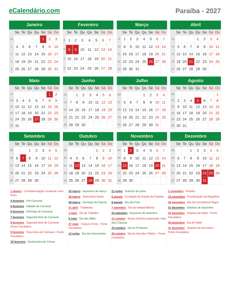 Calendário 2027