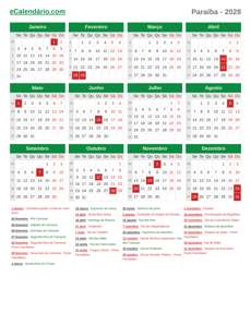 Calendário 2028