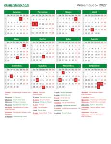 Calendário 2027