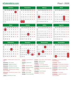 Calendário 2028