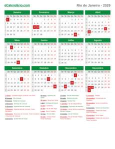 Calendário 2029