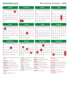 Calendário 2028