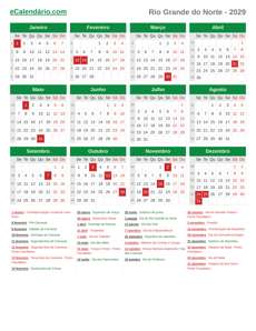 Calendário 2029