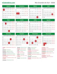 Calendário 2029