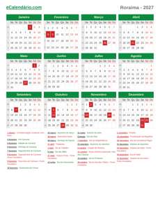 Calendário 2027