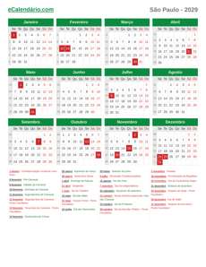 Calendário 2029