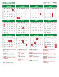 Calendário 2028